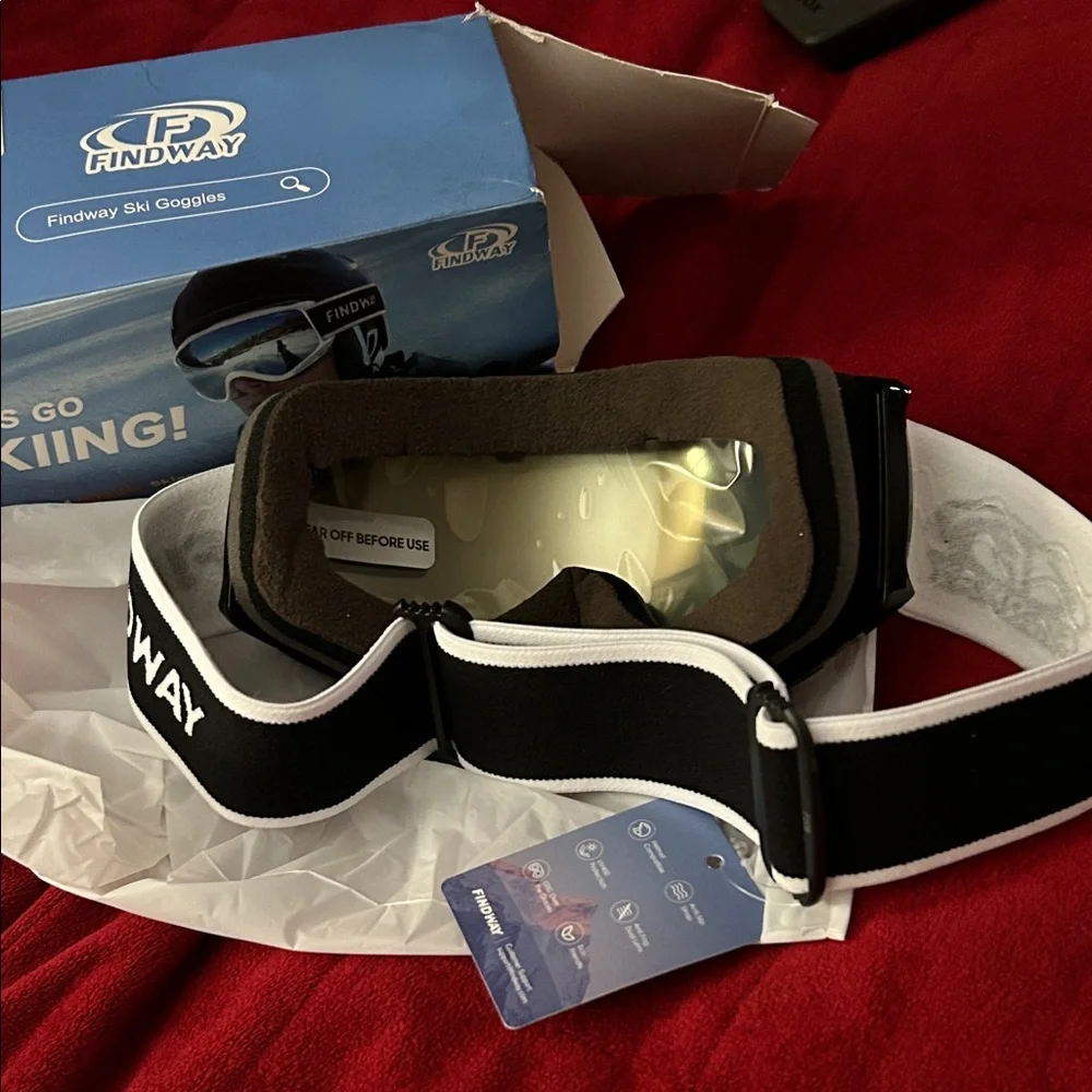 Findway Black and Green Ski Goggles